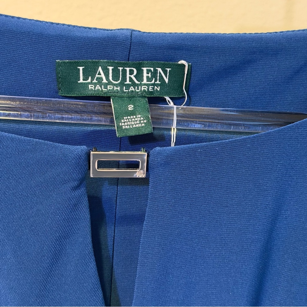 Ralph Lauren Navy Ruched Wrap-Front Long Sleeve Dress - Picture 3 of 9